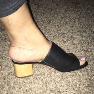 MADEWELL REAL LEATHER BLOCK HEEL PEEP TOE SLIDES SIZE 8 EUC